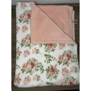 Catherine Malandrino Roses Plush Baby Blanket 30”x40” Floral Pink Lovey Flowers